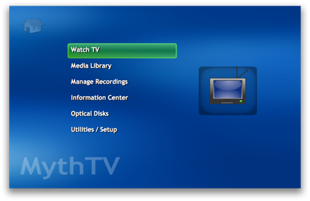 MythTV menu on the MacBook