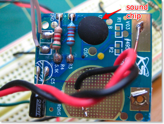 Closeup of the sound chip
